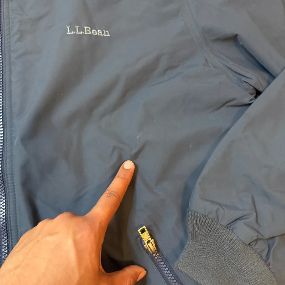 LL Bean Warm-Up Jacket Mens M Tall Blue Flannel Lined Bomber Full Zip 500396